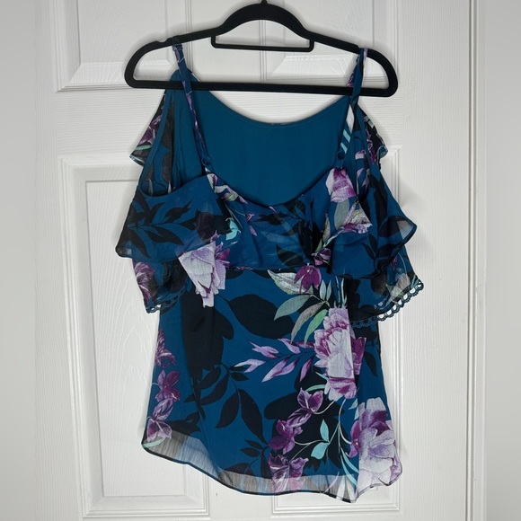 CITY CHIC NWT Patricia PYT Top Teal Bloom Cold Shoulder Size XXS/12 - Picture 3 of 8